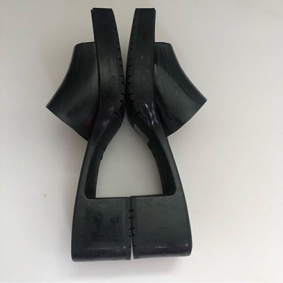 Steve Madden Y2K black rubber chunky slip on heeled mules open toe - Picture 4 of 9